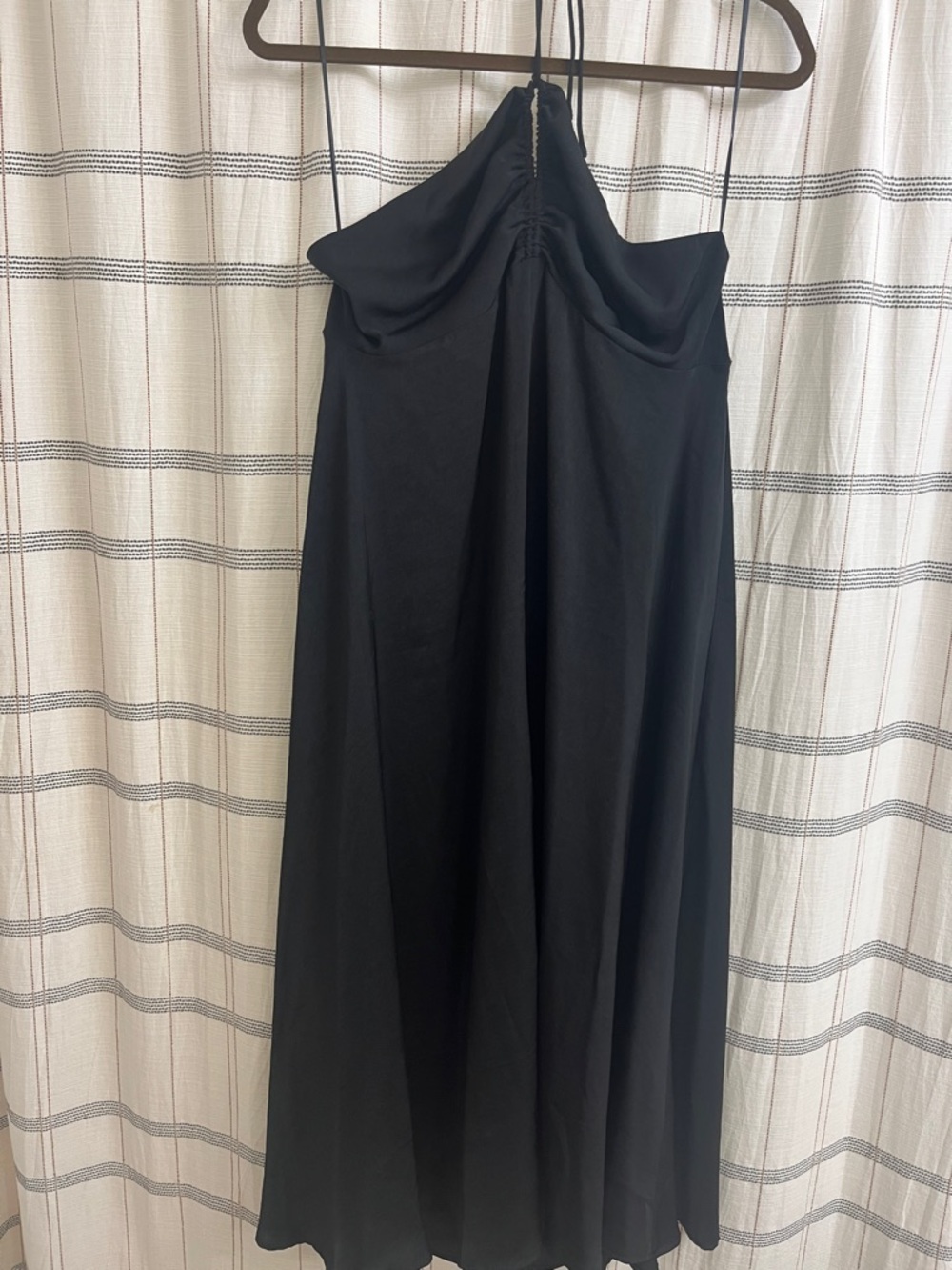 Banana Republic Black Halter Midi Dress with Gathered Front NWT M